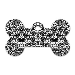 Lace Seamless Pattern With Flowers Dog Tag Bone (one Side) by Sobalvarro