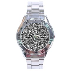 Lace Seamless Pattern With Flowers Stainless Steel Analogue Watch by Sobalvarro