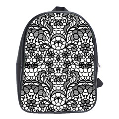 Lace Seamless Pattern With Flowers School Bag (xl) by Sobalvarro