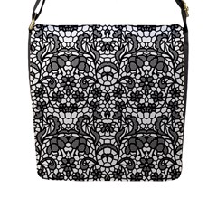 Lace Seamless Pattern With Flowers Flap Closure Messenger Bag (l) by Sobalvarro