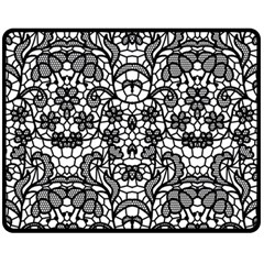 Lace Seamless Pattern With Flowers Double Sided Fleece Blanket (medium)  by Sobalvarro