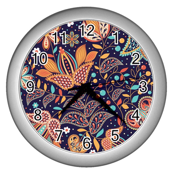 Paisley Wall Clock (Silver)