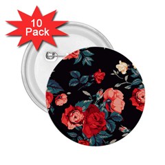 Vintage Roses Vector Seamless Pattern 02 2 25  Buttons (10 Pack)  by Sobalvarro