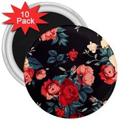 Vintage Roses Vector Seamless Pattern 02 3  Magnets (10 Pack)  by Sobalvarro