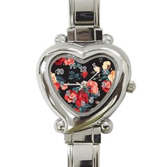 Vintage Roses Vector Seamless Pattern 02 Heart Italian Charm Watch by Sobalvarro