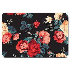 Vintage Roses Vector Seamless Pattern 02 Large Doormat  by Sobalvarro