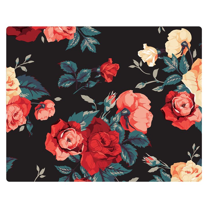 Vintage Roses Vector Seamless Pattern 02 Double Sided Flano Blanket (Medium) 