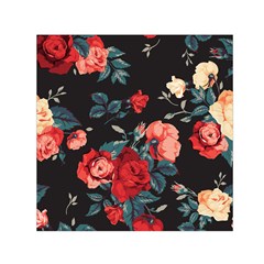 Vintage Roses Vector Seamless Pattern 02 Small Satin Scarf (square) by Sobalvarro