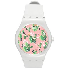 Vintage Plant Seamless Pattern Vectors 06 Round Plastic Sport Watch (m) by Sobalvarro