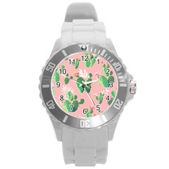 Vintage Plant Seamless Pattern Vectors 06 Round Plastic Sport Watch (l) by Sobalvarro