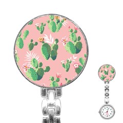 Vintage Plant Seamless Pattern Vectors 06 Stainless Steel Nurses Watch by Sobalvarro