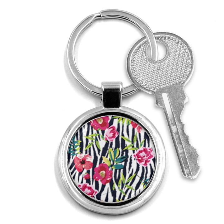 Seamless Flower Patterns Vector 01 Key Chain (Round)