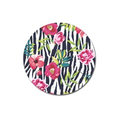 Seamless Flower Patterns Vector 01 Magnet 3  (round) by Sobalvarro