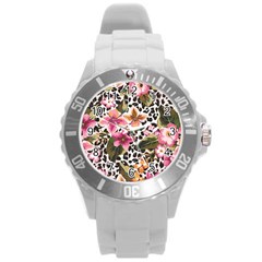 Seamless Flower Patterns Vector 03 Round Plastic Sport Watch (l) by Sobalvarro