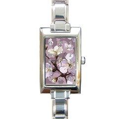 Peach Blossom Seamless Pattern Vector Rectangle Italian Charm Watch by Sobalvarro