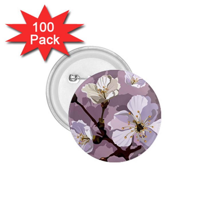 Peach Blossom Seamless Pattern Vector 1.75  Buttons (100 pack) 