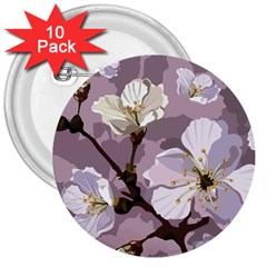 Peach Blossom Seamless Pattern Vector 3  Buttons (10 Pack)  by Sobalvarro