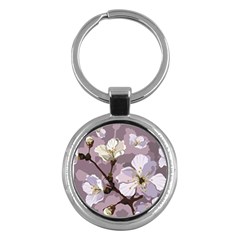 Peach Blossom Seamless Pattern Vector Key Chain (round) by Sobalvarro