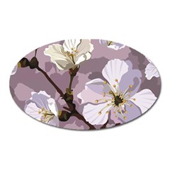 Peach Blossom Seamless Pattern Vector Oval Magnet by Sobalvarro