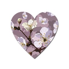 Peach Blossom Seamless Pattern Vector Heart Magnet by Sobalvarro