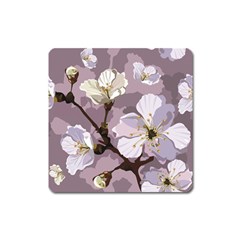 Peach Blossom Seamless Pattern Vector Square Magnet by Sobalvarro