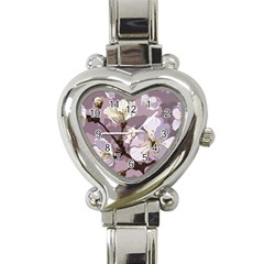 Peach Blossom Seamless Pattern Vector Heart Italian Charm Watch by Sobalvarro