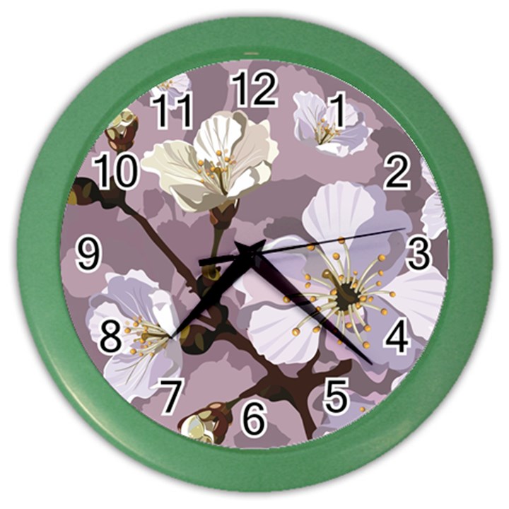 Peach Blossom Seamless Pattern Vector Color Wall Clock