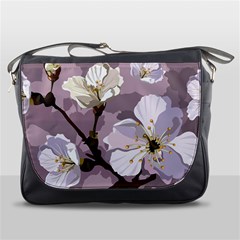 Peach Blossom Seamless Pattern Vector Messenger Bag by Sobalvarro