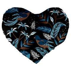 Birds In The Nature Large 19  Premium Heart Shape Cushions by Sobalvarro