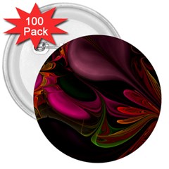 Fractal Abstract Colorful Floral 3  Buttons (100 Pack)  by Pakrebo