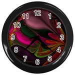 Fractal Abstract Colorful Floral Wall Clock (Black) Front