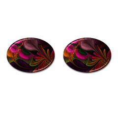 Fractal Abstract Colorful Floral Cufflinks (oval)