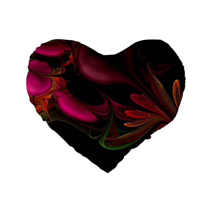 Fractal Abstract Colorful Floral Standard 16  Premium Flano Heart Shape Cushions