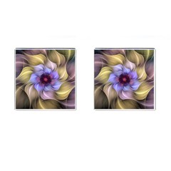 Fractal Flower Petals Colorful Cufflinks (square) by Pakrebo