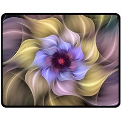 Fractal Flower Petals Colorful Fleece Blanket (medium)  by Pakrebo