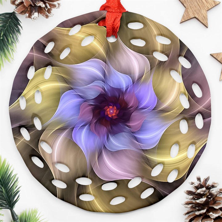 Fractal Flower Petals Colorful Ornament (Round Filigree)