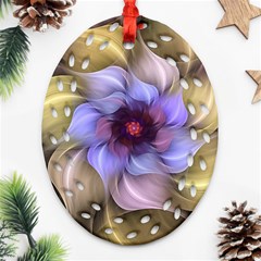 Fractal Flower Petals Colorful Oval Filigree Ornament (two Sides) by Pakrebo