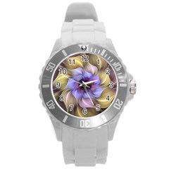 Fractal Flower Petals Colorful Round Plastic Sport Watch (l) by Pakrebo