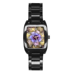 Fractal Flower Petals Colorful Stainless Steel Barrel Watch by Pakrebo