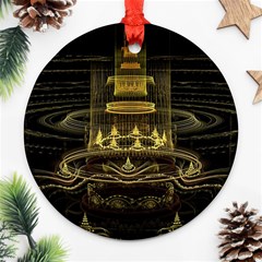 Fractal City Geometry Lights Night Ornament (round) by Pakrebo