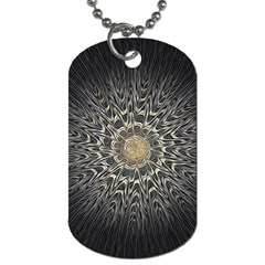 Fractal Mandala Feathers Grey Dog Tag (one Side) by Pakrebo