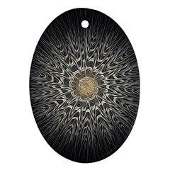 Fractal Mandala Feathers Grey Oval Ornament (two Sides) by Pakrebo