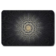 Fractal Mandala Feathers Grey Large Doormat  by Pakrebo