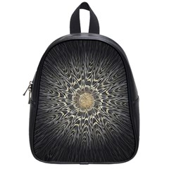 Fractal Mandala Feathers Grey School Bag (small) by Pakrebo