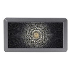 Fractal Mandala Feathers Grey Memory Card Reader (mini) by Pakrebo