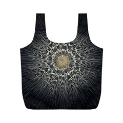 Fractal Mandala Feathers Grey Full Print Recycle Bag (m) by Pakrebo