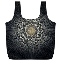 Fractal Mandala Feathers Grey Full Print Recycle Bag (xl) by Pakrebo