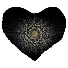 Fractal Mandala Feathers Grey Large 19  Premium Flano Heart Shape Cushions by Pakrebo