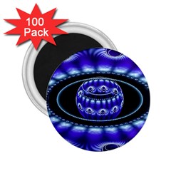 Fractal Blue Sphere 3d Pattern 2 25  Magnets (100 Pack)  by Pakrebo