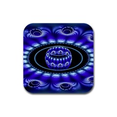 Fractal Blue Sphere 3d Pattern Rubber Square Coaster (4 Pack)  by Pakrebo